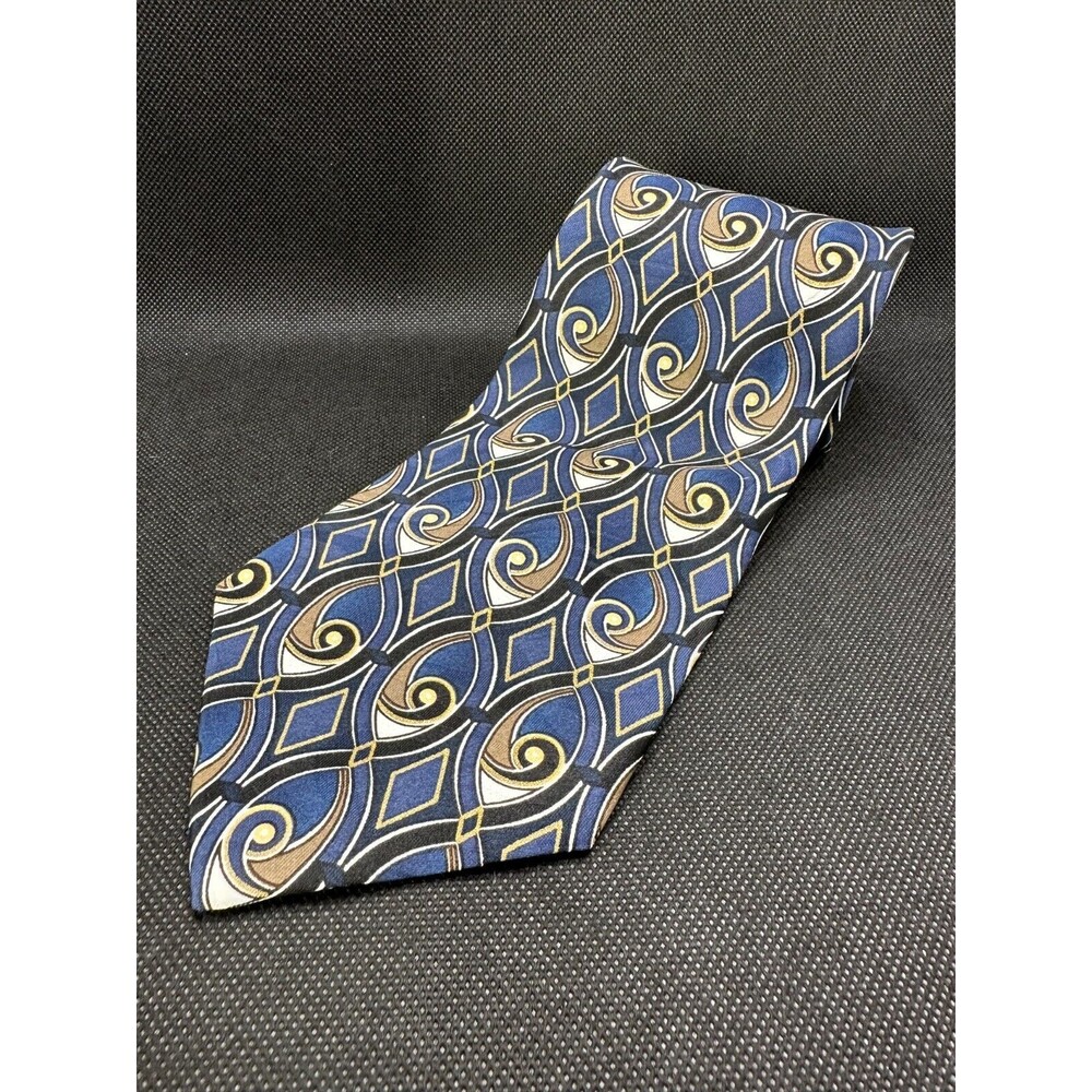 Van Heusen Men's Tie Blue Abstract Geometric Professional 100% Poly 57"x 3.5"
